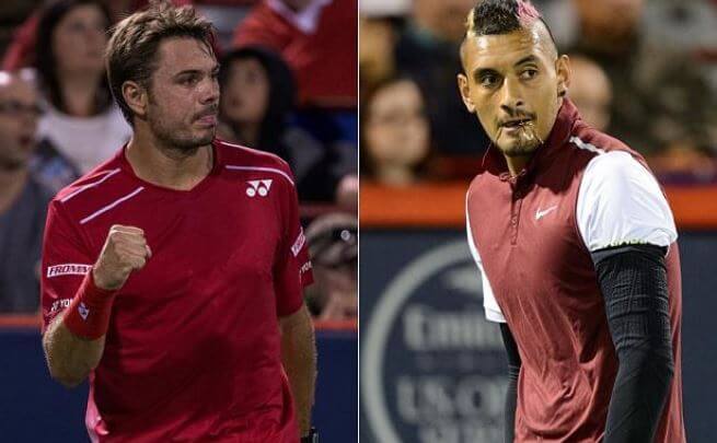 Alexia Wawrinka’s father, Stan Wawrinka and Nick Kyrgios in 2015 Rogers Cup.